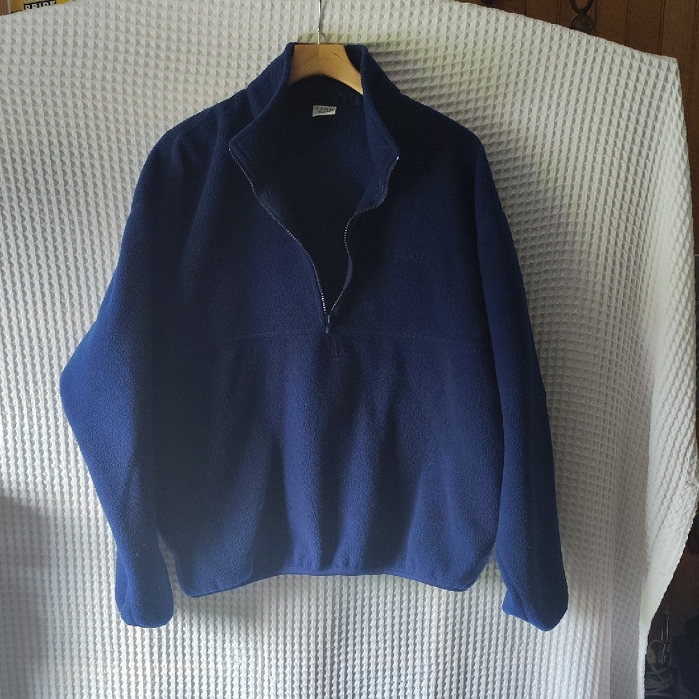 Izod Men's Navy 1/4 Fleece Pullover With Pockets XL EUC